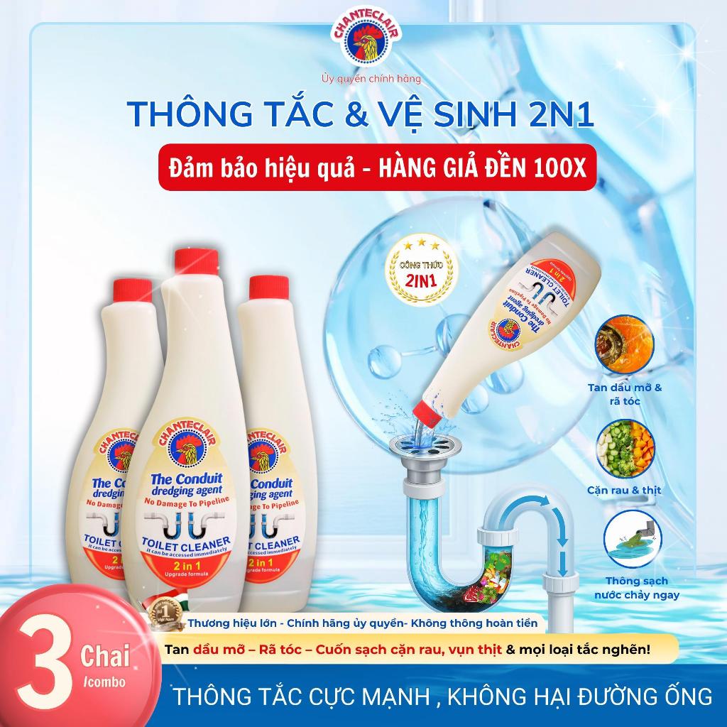 Gel thông cống & vệ sinh bồn cầu 2in1 Chanteclair – Thông tắc mạnh, khử mùi & làm sạch đường ống