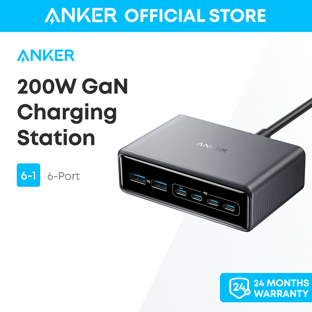 Anker Prime 200W GaN Sạc 6 Cổng USB-C PD Fast Charging Desktop Charger, Sạc Nhanh Cho Laptop, Điện T