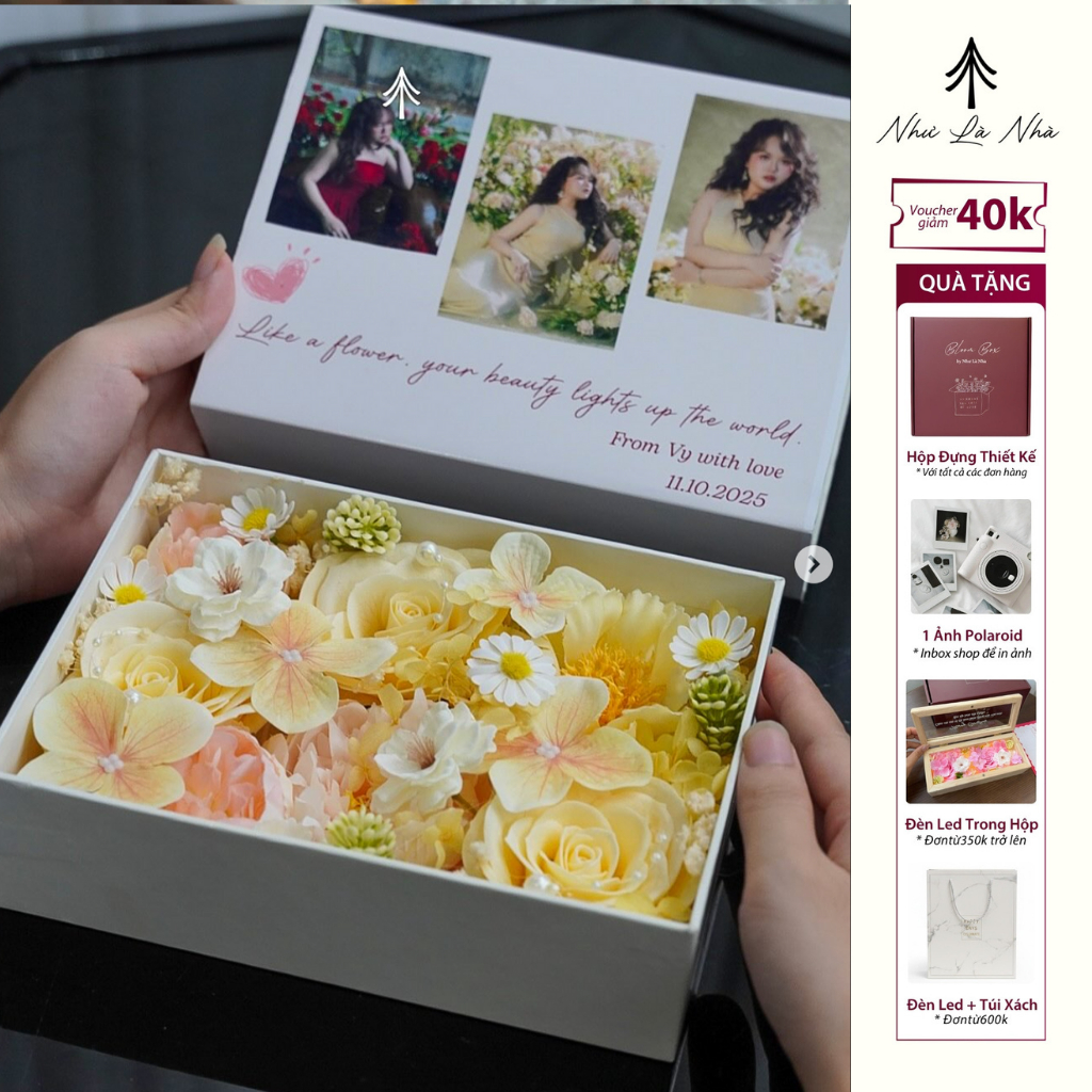 [In ảnh bìa hộp theo yêu cầu] Hộp Hoa Secret Box Chất Liệu Carton Cứng | Như Là Nhà Bloom Box