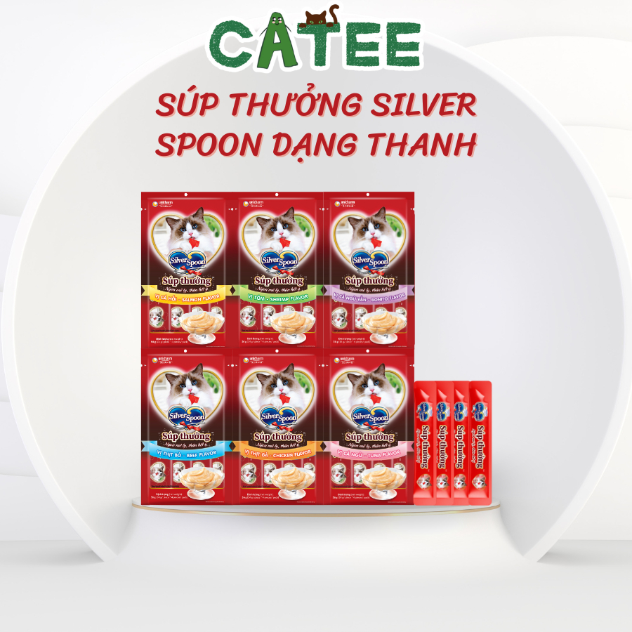 Súp Thưởng Cho Mèo Silver Spoon Thái Lan Từ Thịt Cá Thật (Túi 4 Thanh)