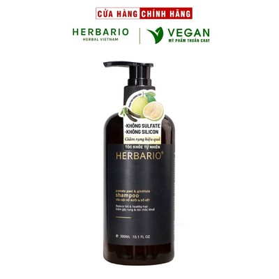 Dầu gội vỏ bưởi và bồ kết HERBARIO 300ml giảm rụng tóc, phục hồi tóc - VEGAN - Mỹ phẩm thuần chay