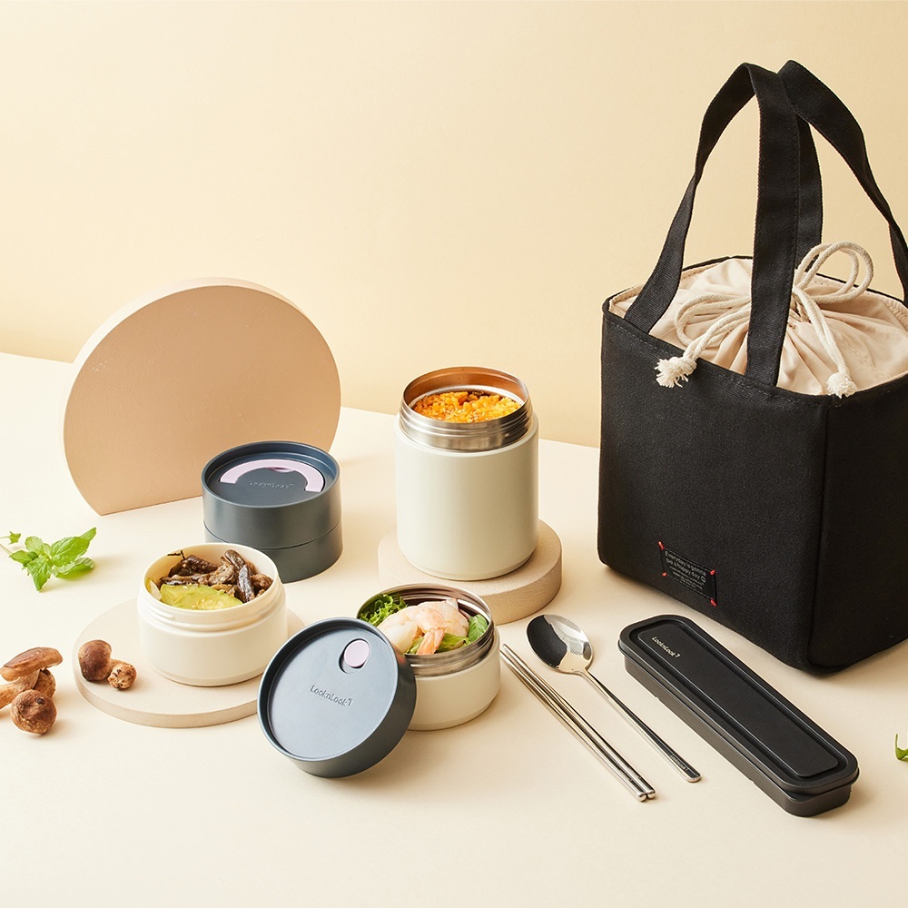 Bộ Hộp Cơm Giữ Nhiệt Văn Phòng LocknLock Lunch Box 3 Ngăn Kèm Túi Thìa Đũa LHC8052S01 T2Cmall | BigBuy360 - bigbuy360.vn