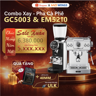 COMBO Máy pha cà phê MDWINGS EM5210 công suất 1350W, 20bar và Máy xay cà phê MDWINGS GC5003 công suất 150W - BH 12 tháng