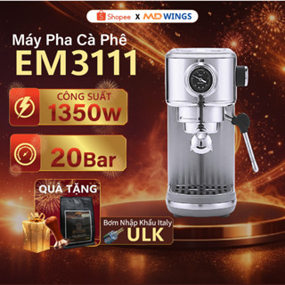 Máy Pha Cà Phê Espresso MDWINGS EM3111 inox chắc chắn, dùng cho gia đình - BH 12 tháng