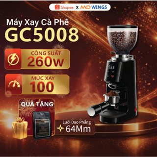 Máy xay cà phê chuyên nghiệp dùng cho quán 100-120 ly lưỡi xay phẳng 64mm, 100 cấp độ xay MDWINGS GC5008 công suất 260W