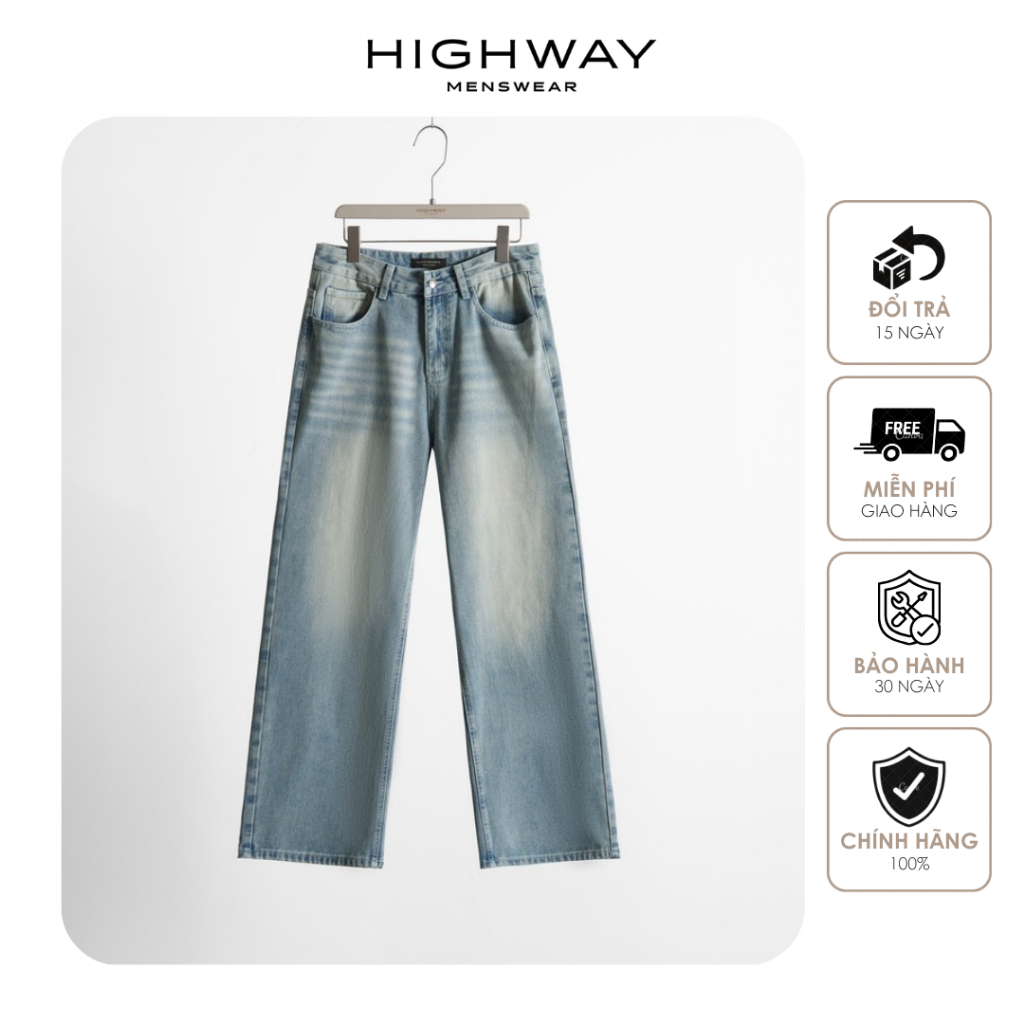 Quần Jean nam ống suông đứng form bền đẹp Highway (Menswear) Jayden