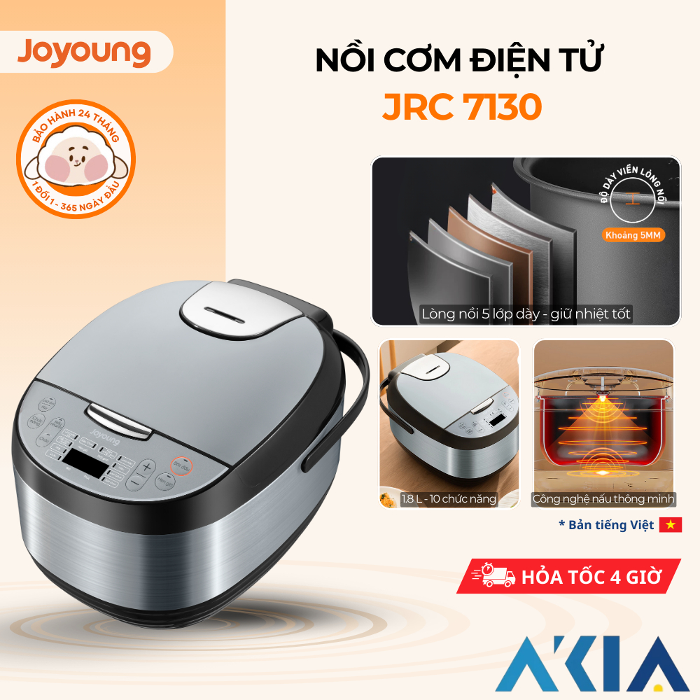 Nồi cơm điện tử Joyoung JRC-7130 - Dung tích 1.8L, Công suất 850W - Bản Tiếng Việt, BH 24 tháng
