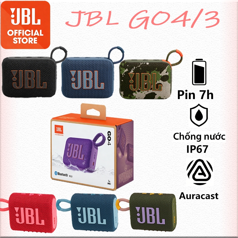 Loa Bluetooth JBL GO3 & GO4 Chính Hãng 100% - Siêu Nhẹ Di Động IP67 Chống Nước Bụi Âm Thanh Pro Soun