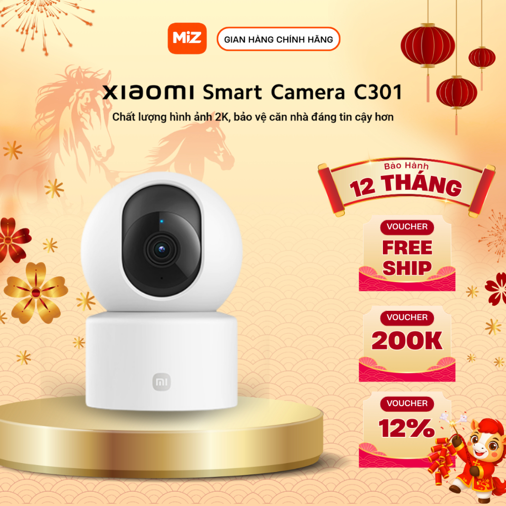Smart Camera Xiaomi C301 2K (2304×1296p) Xoay 360 độ - Chính Hãng Bảo Hành 12 Tháng