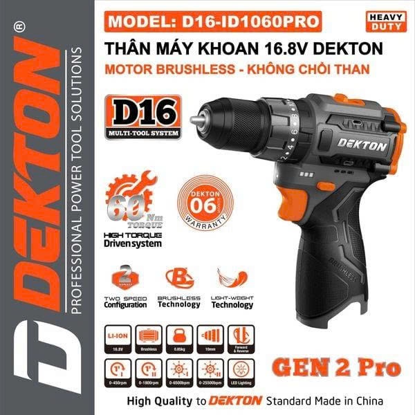 Bộ máy khoan pin 16.8V Dekton D16-ID1060PRO - Bảo hành 6 Tháng