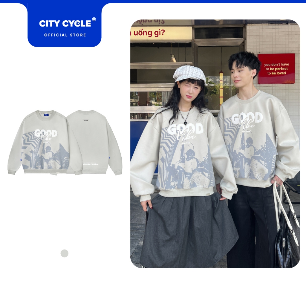 Áo sweater nỉ dạ boxy mùa đông nam nữ Local Brand Chính Hãng City Cycle Áo sweater Staycation