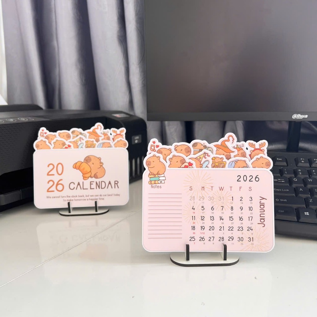 Lịch bàn decor 2026 - CABYBARA, lịch để bàn đẹp, lịch trang trí, lịch quà tặng, lịch phong thuỷ, lịc