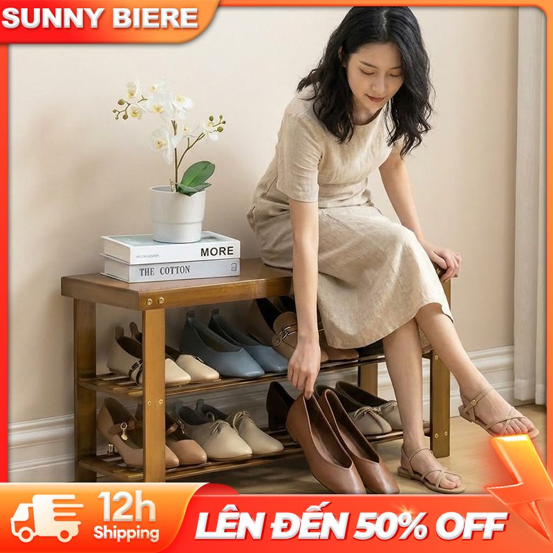 Ghế thay giày tre 20-100cm có thể dùng làm giá để giày Tiết kiệm không gian và chống nấm mốc | BigBuy360 - bigbuy360.vn