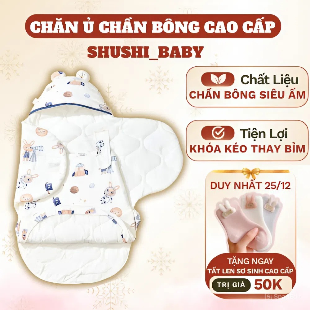 Chăn Ủ Chần Bông Cho Bé Sơ Sinh, Ủ Kén Cho Bé Mùa Đông Quấn Chũn Nhộng Chũn Sơ Sinh Chống Giật Mình 
