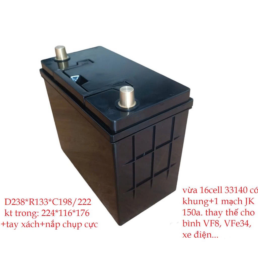 hộp nhựa ABS cho pin thay thế bính ắc quy, vừa 16cell 33140 có khung + mạch JK 150a...