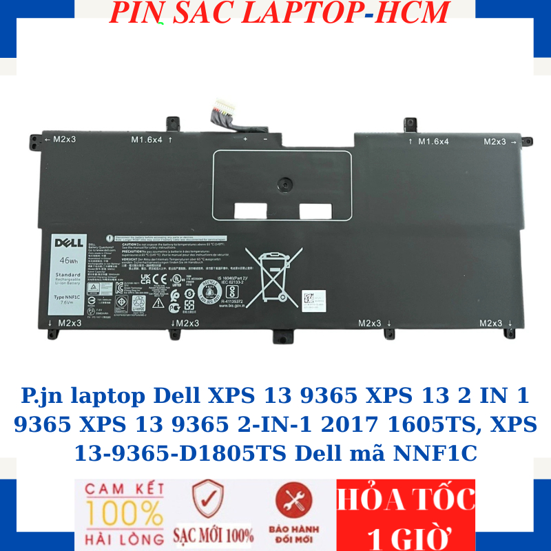 Sạc Pin laptop Dell XPS 13 9365 XPS 13 2 IN 1 9365 XPS 13 9365 2-IN-1 2017 1605TS, XPS 13-9365-D1805