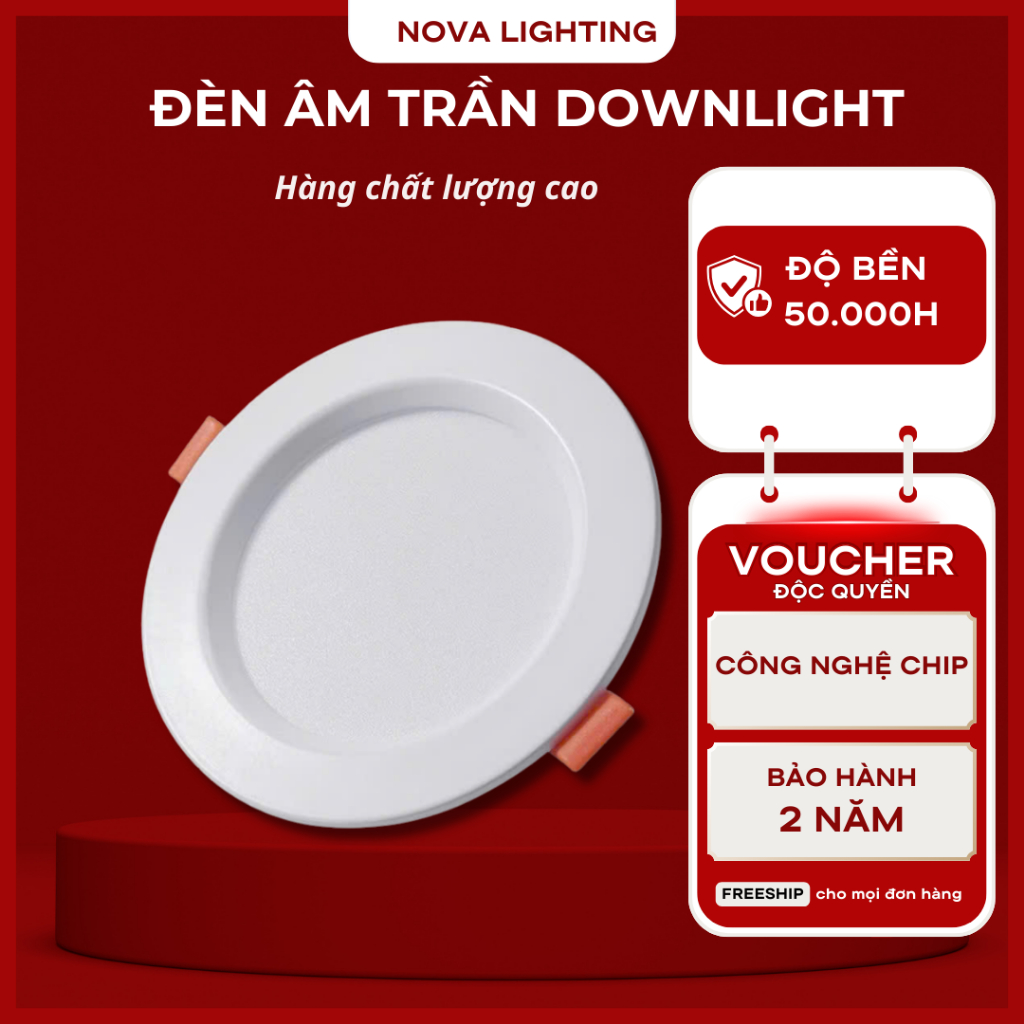 Đèn led âm trần, Đèn led Downlight, DOB liền nguồn 15W, Đèn trần thạch cao, BH 3 năm