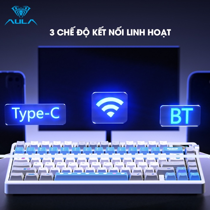 Bàn phím cơ 3 mode AULA NOVA75 xuyên LED RGB 20 hiệu ứng, có màn hình tùy chỉnh ảnh, núm xoay bên cạnh nổi bật | BigBuy360 - bigbuy360.vn