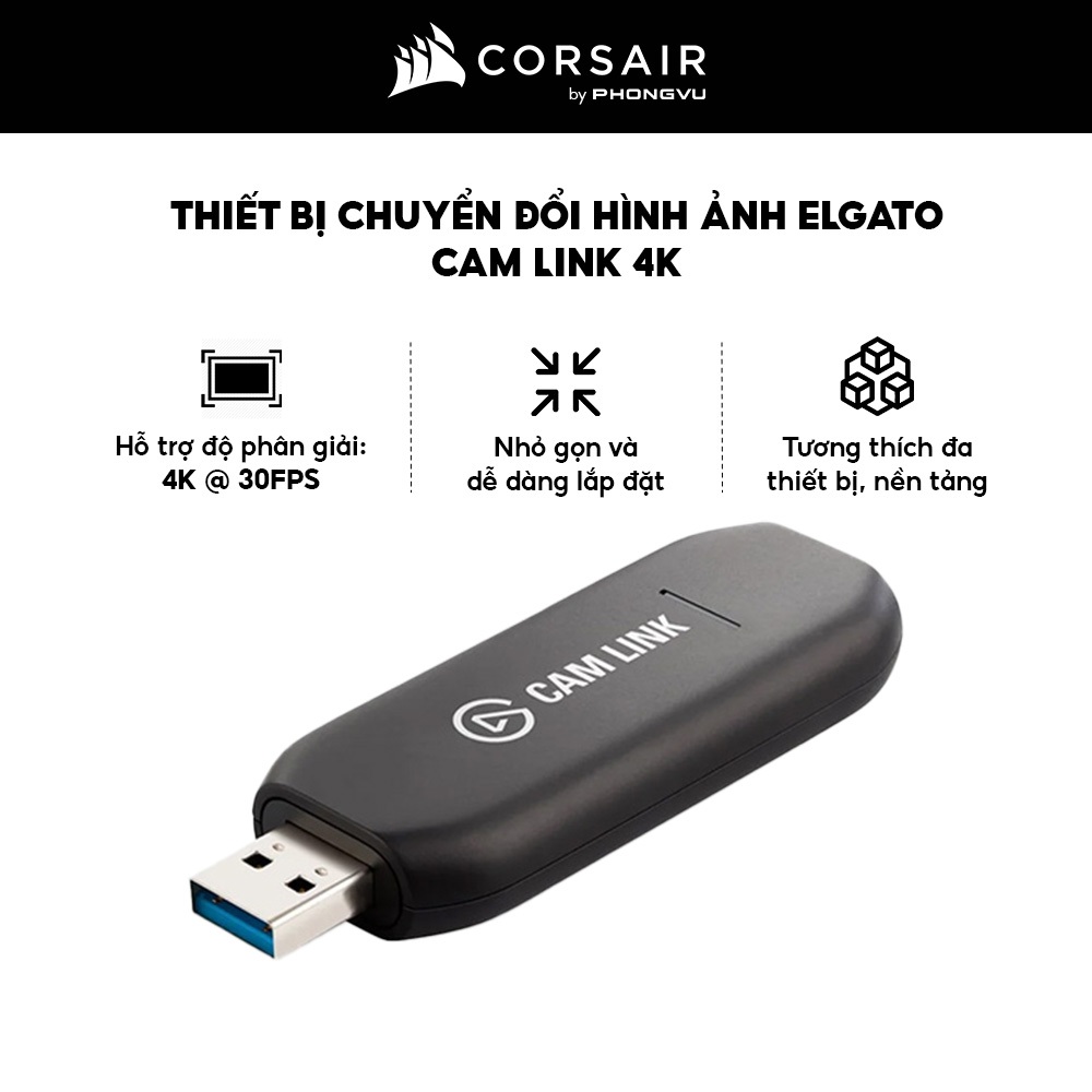 Thiết Bị Hỗ Trợ Stream Elgato Cam Link 4K 10GAM9901 - USB 3.0 - Hàng mới - Bảo hành 24 tháng