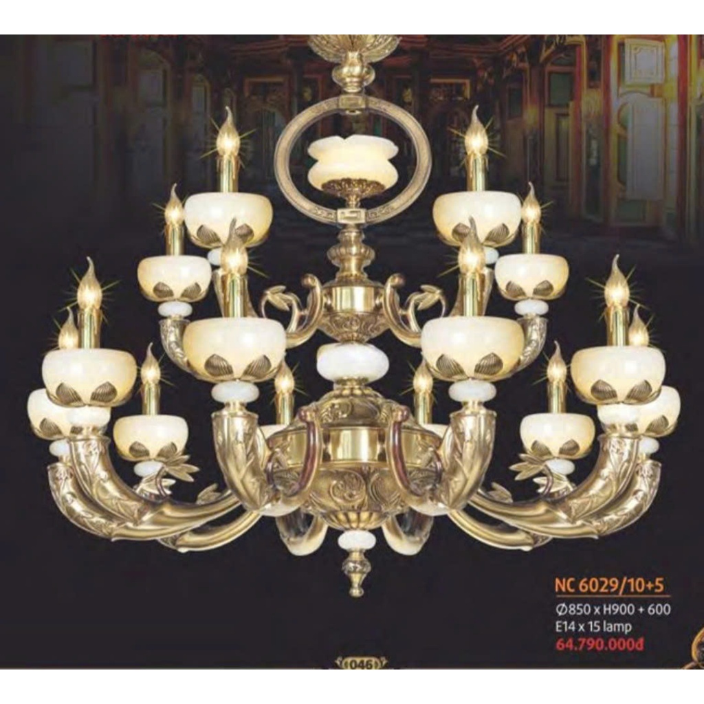 ĐỀN CHÙM ĐỒNG - CHAO ĐÁ TRẮNG 15 TAY ĐÈN