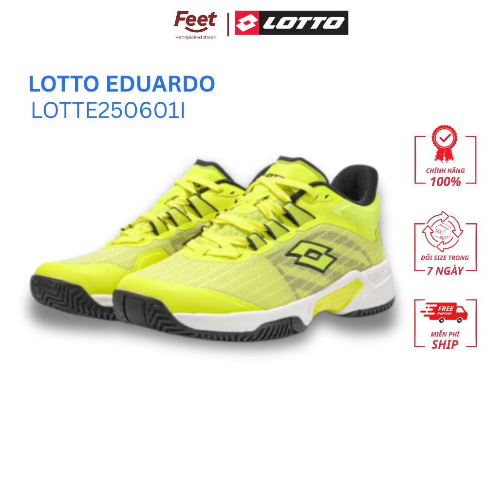 Giày Tennis Nam Lotto Chính Hãng Eduardo Giày Pickleball Bám Sân, Đế Cao Êm Nhẹ, Thoáng Khí, Form Đẹ