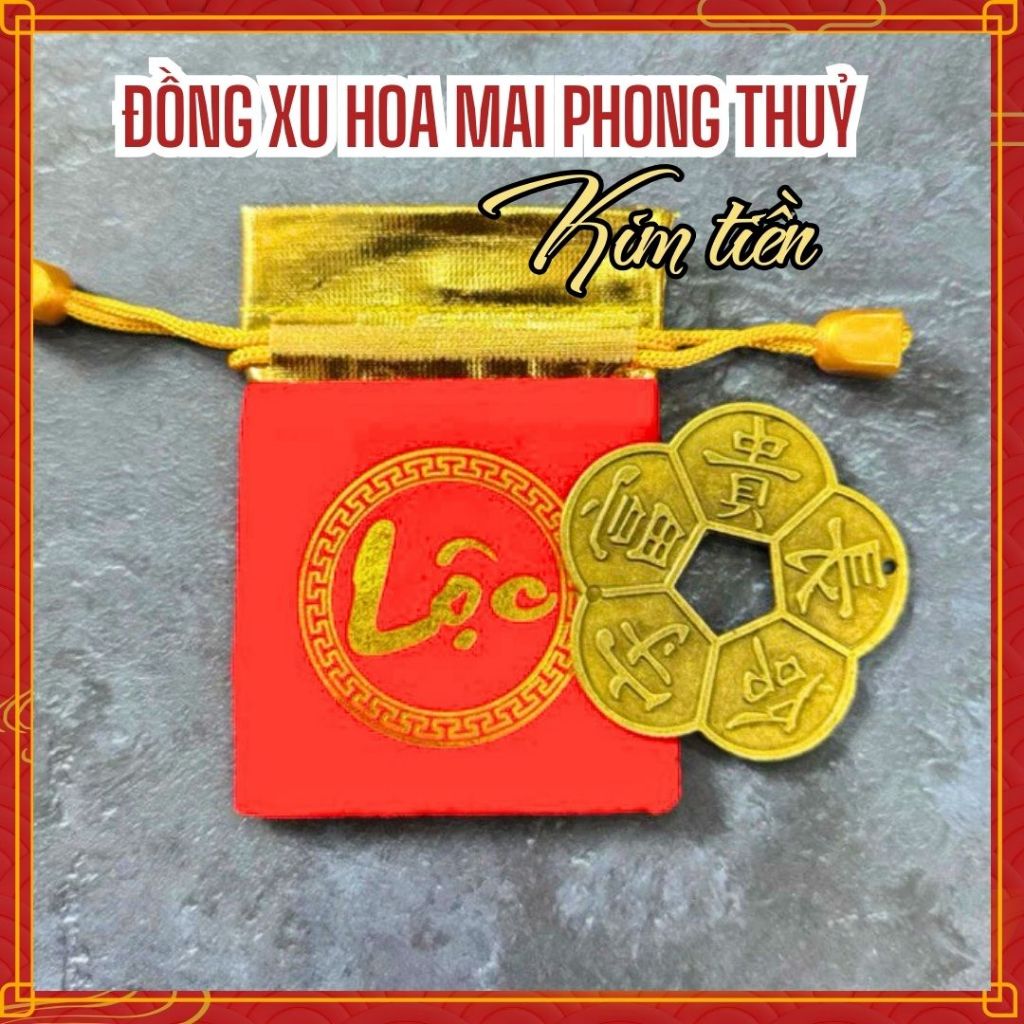 Đồng xu hoa mai Phong Thuỷ - Size nhỏ, to - Vật phẩm chiêu tài, hộ mệnh, thu hút may mắn, tài lộc