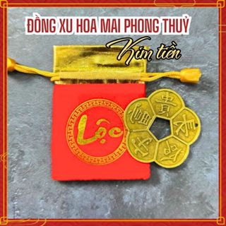 Đồng xu hoa mai Phong Thuỷ - Size nhỏ, to - Vật phẩm chiêu tài, hộ mệnh, thu hút may mắn, tài lộc