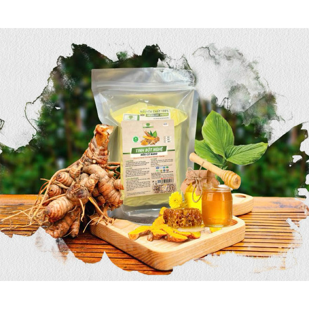 TINH BỘT NGHỆ HỮU CƠ NANO – NGHỆ ĐỎ CÔ GÁi