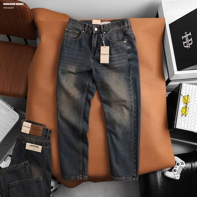 [FORM RỘNG] Quần jean nam Heboz dáng suông D109, quần dài denim ống rộng cao cấp - 00003028