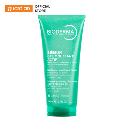 Gel Rửa Mặt Làm Sạch Sâu Và Giảm Mụn Bioderma Sébium Gel Moussant Actif 200ml