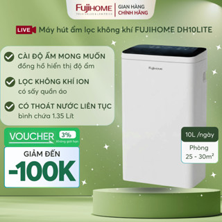 Máy hút ẩm gia đình nhỏ gọn dung tích 10L Nhập Khẩu FUJIHOME DH10LITE chạy êm tiết kiệm điện