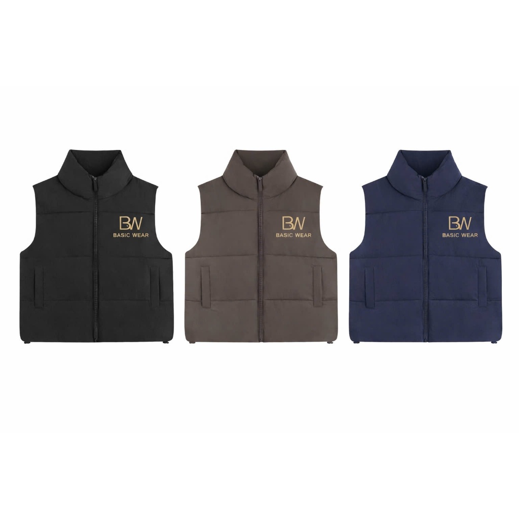 Áo phao gile nam nữ có túi sườn form rộng Basic wear