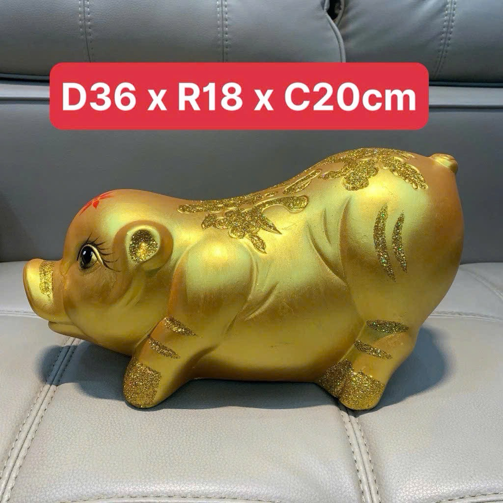 Heo đất/ lợn đất tiết kiệm Mẹ Tun mẫu Heo Ngọc Trinh nhũ 36cm HD34, trang trí/ decor, ống tiết kiệm