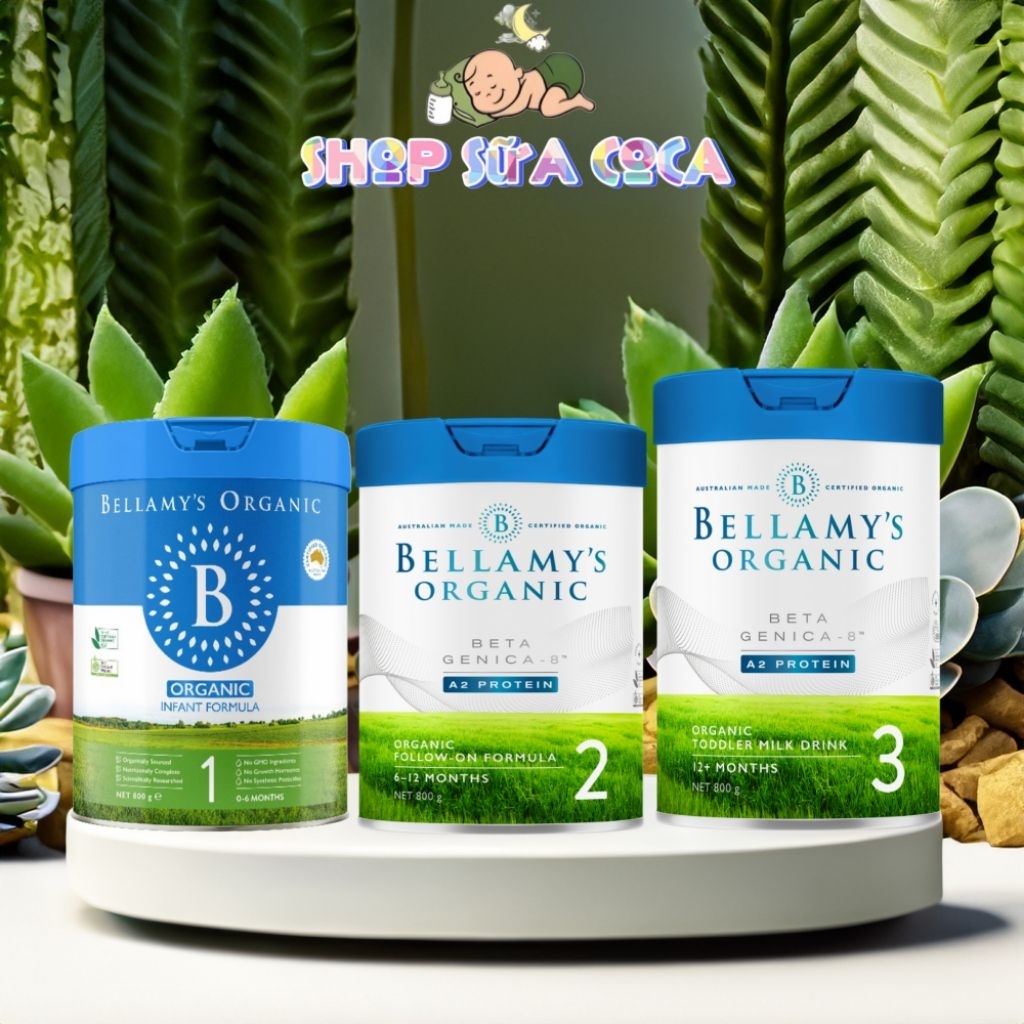 Sữa bột Bellamy's Organic A2 và Classic 8HMO 800gr cho bé date mới