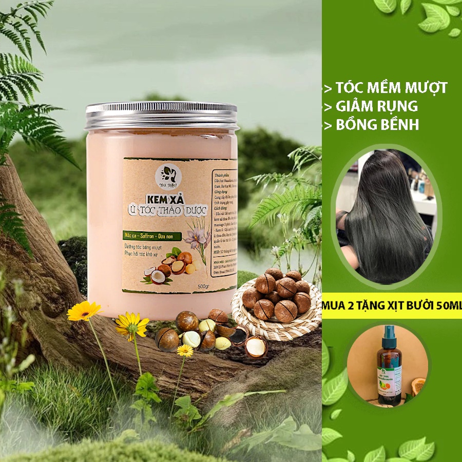 Dầu xả mắc ca phục hồi, dưỡng tóc bóng mượt [Mua 2 tặng xịt bưởi]