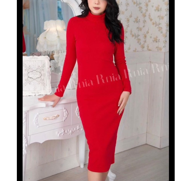 Váy len cổ lọ dáng dài hàng đẹp