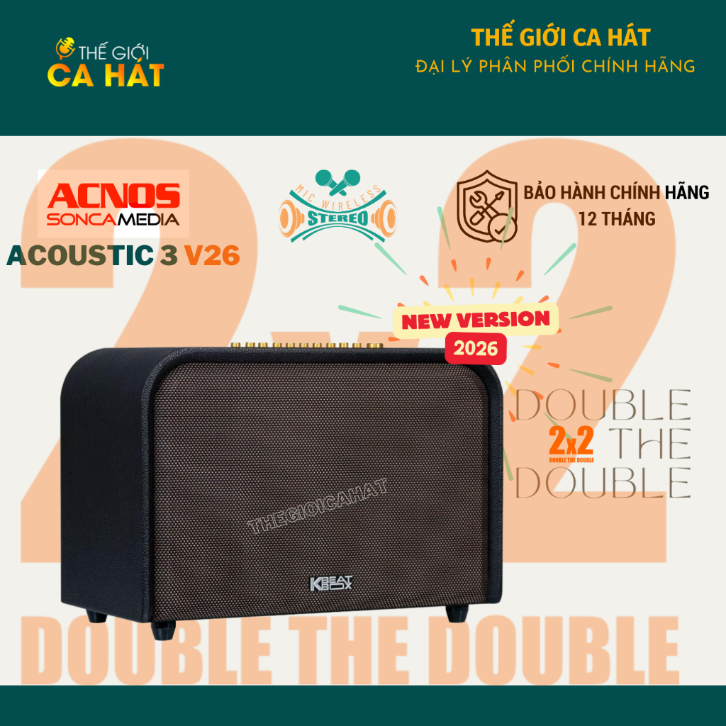 [Tặng dây kết nối Tivi ] ACNOS Dàn âm thanh - Loa Karaoke di động ACOUSTIC 3 V26 Soncamedia