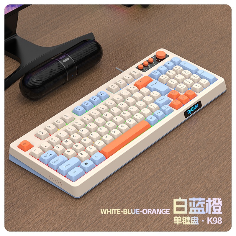Bàn Phím Giả Cơ full size, keyboard Màu Hồng,Trắng ,Cam RAIKU K98 Chơi Game Dùng Văn Phòng cực mượt