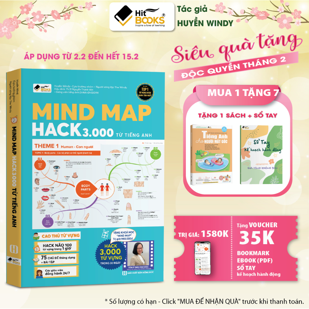 Sách - MINDMAP Hack 3000 Từ Vựng Tiếng Anh Kèm Khoá Học - Tặng Mất Gốc