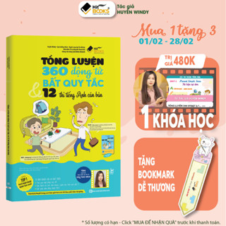 Sách - Tổng Luyện 360 Động Từ Bất Quy Tắc và 12 Thì Tiếng Anh Cơ Bản - TẶNG KÈM KHOÁ HỌC HITBOOKS