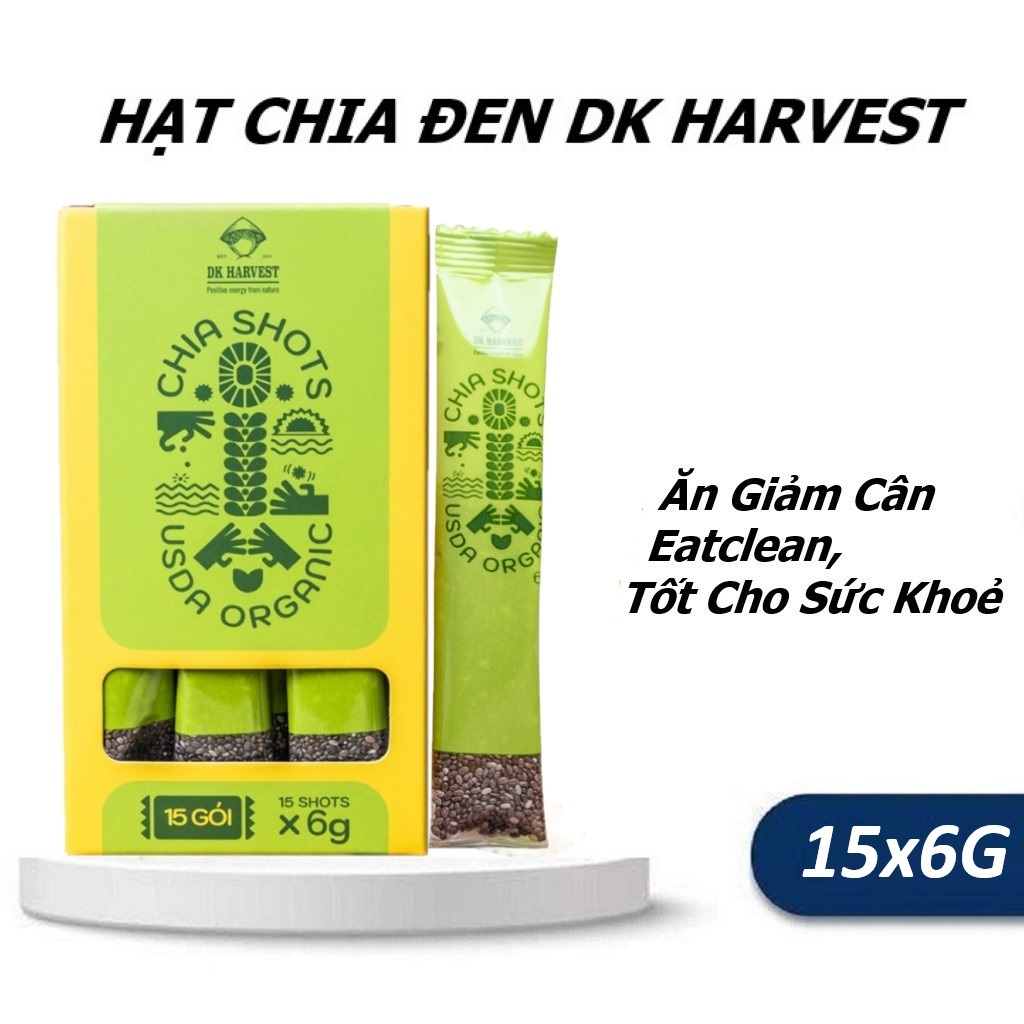 Hộp Hạt Chia Đen DK Harvest Black Chia Seeds - 15x6g (90g) Ăn Giảm Cân Eatclean Tốt Cho Sức Khoẻ