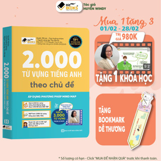 Sách - 2000 Từ Vựng Tiếng Anh Theo Chủ Đề Áp Dụng Phương Pháp Mindmap (Khổ Nhỏ)- TẶNG KHOÁ HỌC HITBOOKS