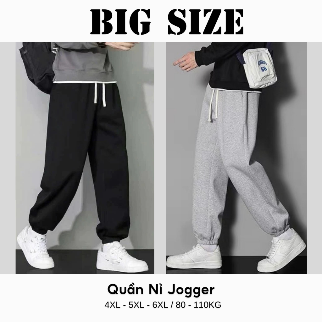 (BIG SIZE 80-110KG) Quần Jogger Nỉ Tăm Ống Rộng Unisex Dáng thể thao Bo Gấu Cao Cấp Wayne Menswear
