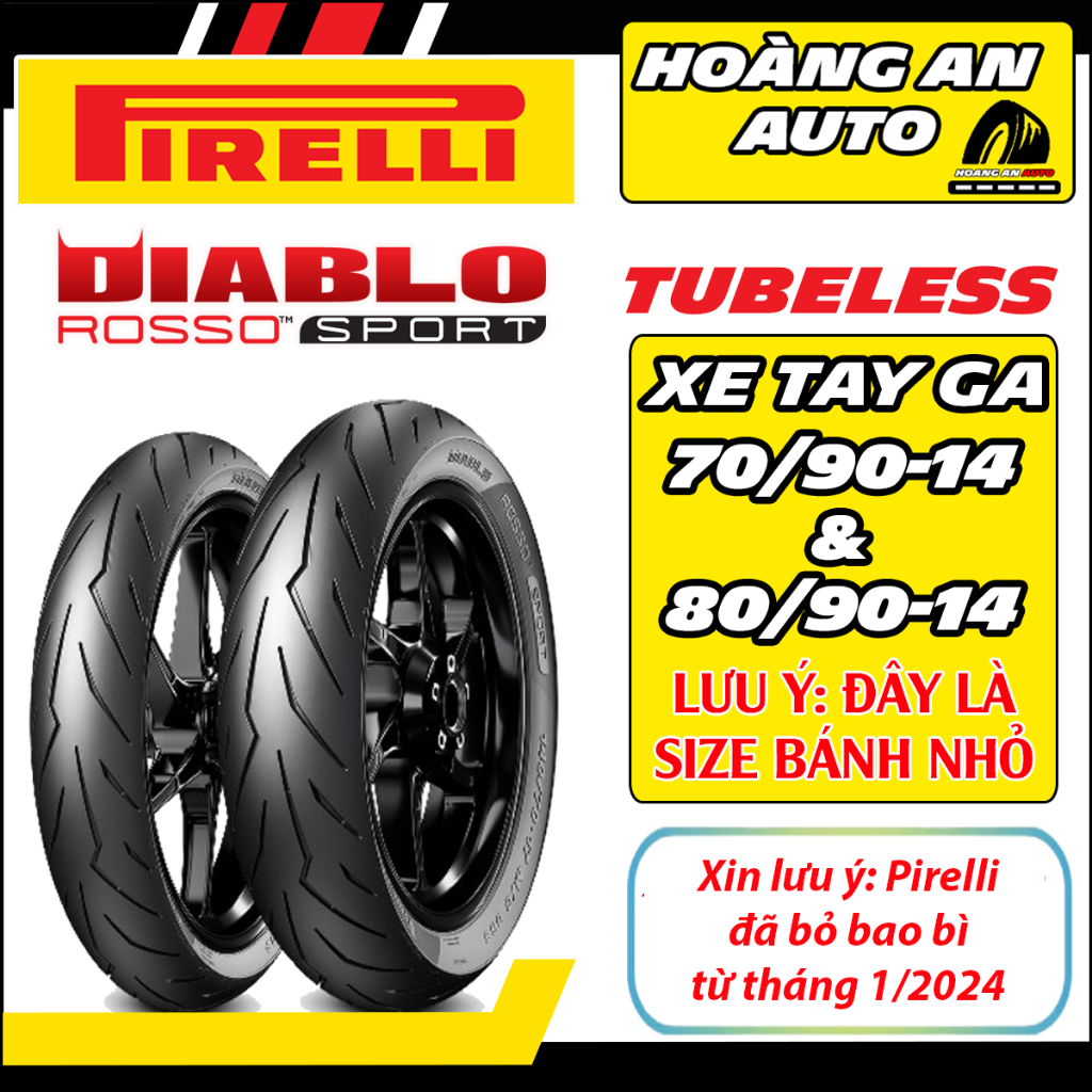 (SIZE NHỎ 70/90-14& 80/90-14 - ROSSO SPORT) Vỏ lốp xe Pirelli Rosso Sport cho tay ga xuống bánh nhỏ