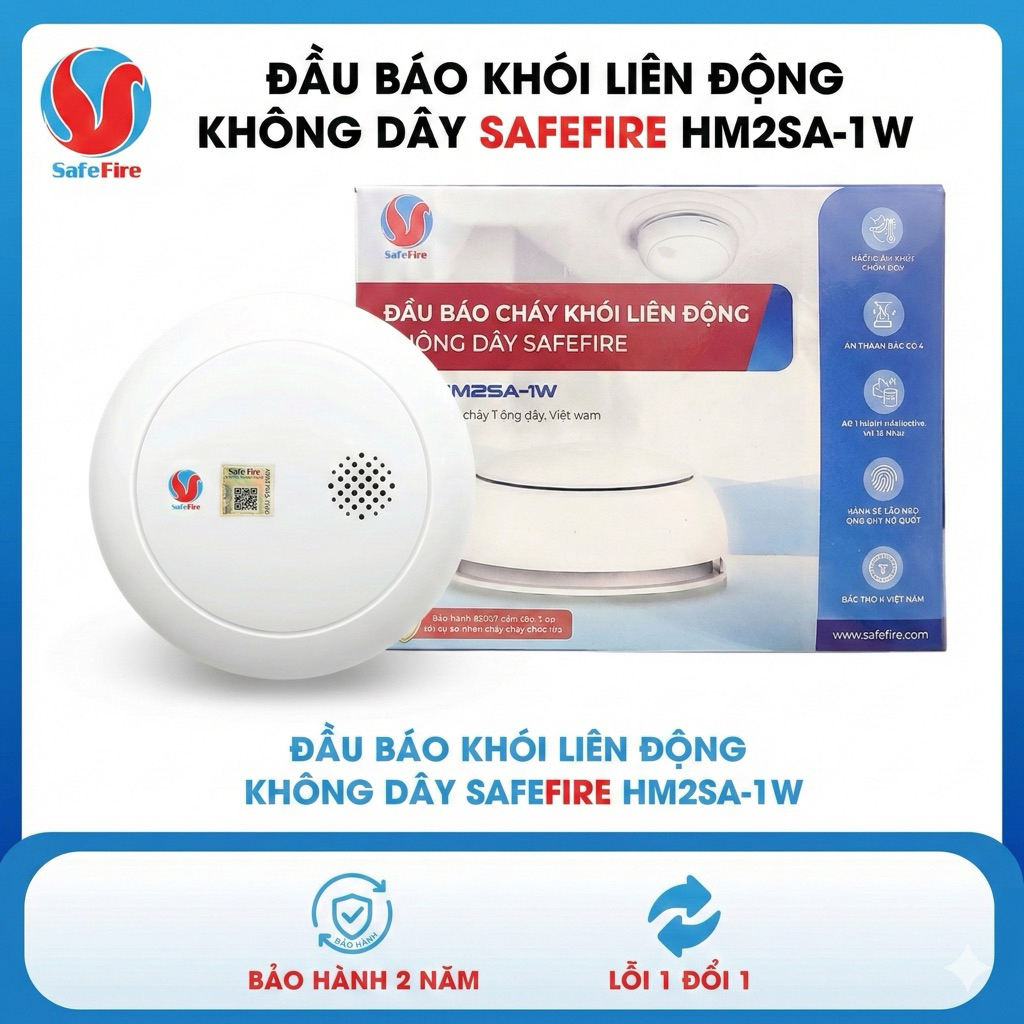 Đầu báo khói liên động không dây SafeFire HM2SA-1W