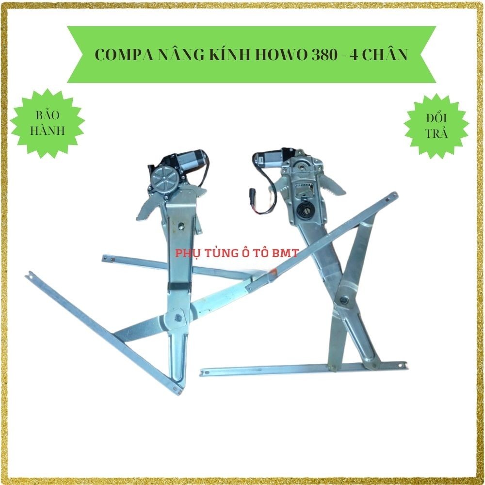 Compa Nâng Hạ Kính HOWO 4 chân, HOWO J7G,  Howo 380. AZ9525580160. Nâng Hạ Nhẹ Nhàng, Không Kẹt