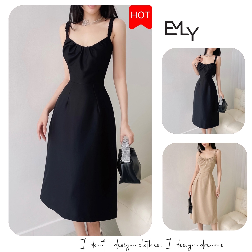 Đầm 2 dây dự tiệc midi Emilyshop (TX)