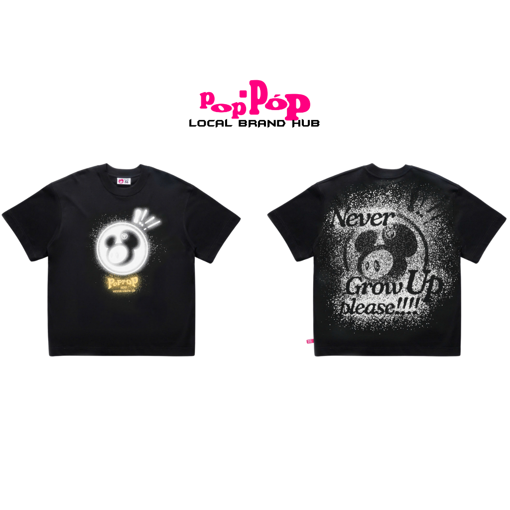 𝐏𝐎𝐏𝐏𝐎𝐏 𝐇𝐈𝐇𝐈 | Poppop Mascot PP Snow Boxy T-Shirt/ Black