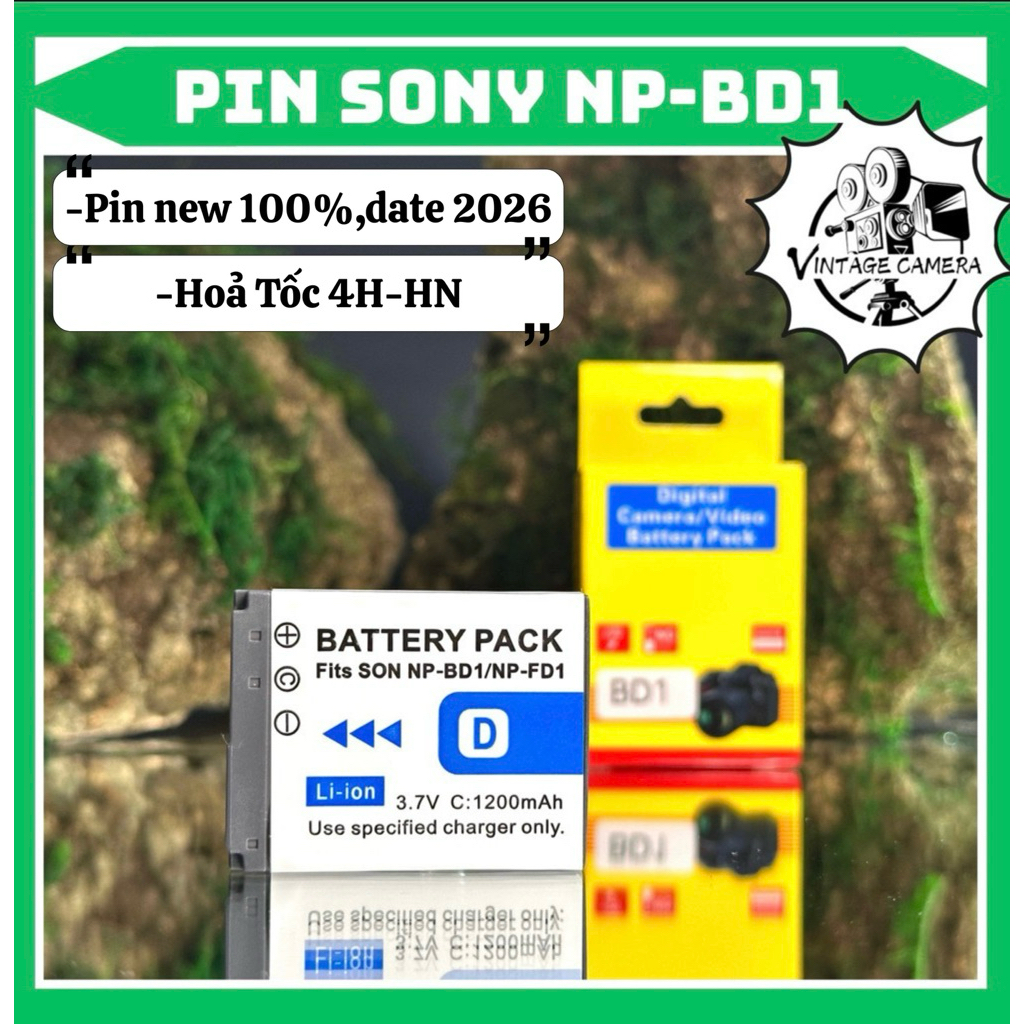 Pin Sony NP-BD1 ( pin thay thế dung lượng cao )dùng cho DSC-9100 / DSC-F88 / DSC-G1 / DSC-G3 / DSC-L