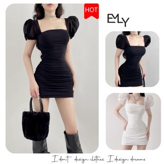 Đầm dự tiệc dáng ôm body thun lưới tay ngắn mini Emilyshop D1097 (T)